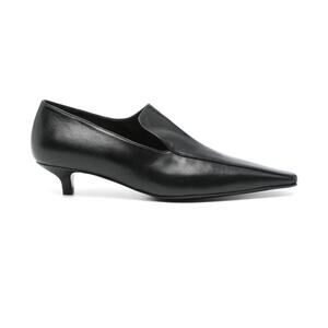 Toteme Leather Kitten Heel Loafers Black Slip-On Designer Shoes EU 39